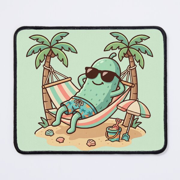Item preview, Cute Summer Pickle Relaxing In Hammock Funny Pickle Lover Beach Vacation Kawaii Cartoon Gift designed and sold by Basma Designs | Funny Shirts, Stickers & Mugs.