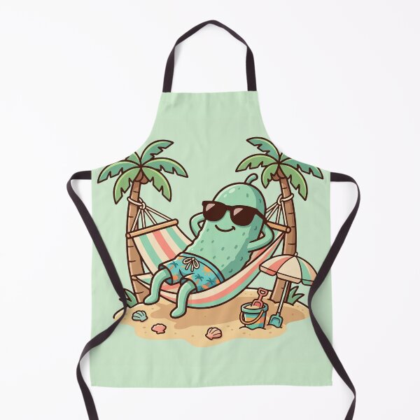 Item preview, Cute Summer Pickle Relaxing In Hammock Funny Pickle Lover Beach Vacation Kawaii Cartoon Gift designed and sold by Basma Designs | Retro, Kawaii Shirts & Stickers.