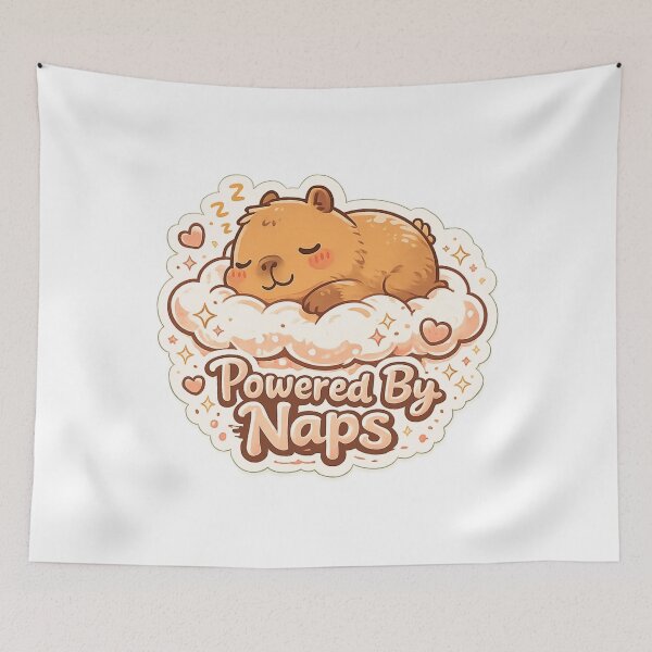 Item preview, Powered By Naps Cute Sleeping Capybara Sticker designed and sold by DealHunterx.