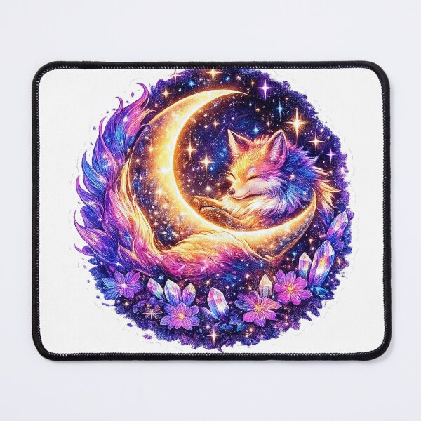 Item preview, Celestial Fox Moon Sticker | Cosmic Fantasy Fox Art designed and sold by LandlordsIndia.