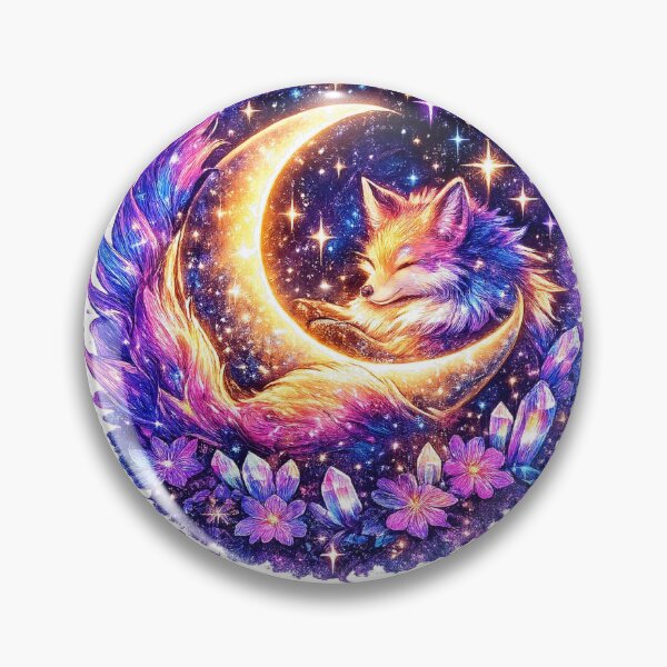 Item preview, Celestial Fox Moon Sticker | Cosmic Fantasy Fox Art designed and sold by LandlordsIndia.