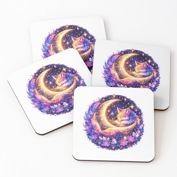 Item preview, Celestial Fox Moon Sticker | Cosmic Fantasy Fox Art designed and sold by LandlordsIndia.