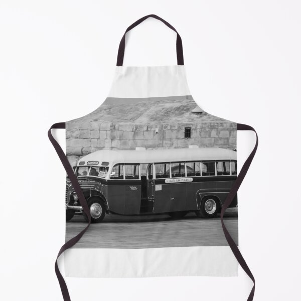 Item preview, Vintage Maltese Bus Parked By Historic Stone Wall in Valletta - Classic Retro Coach and Nostalgic Transport Scene designed and sold by Nmallia.