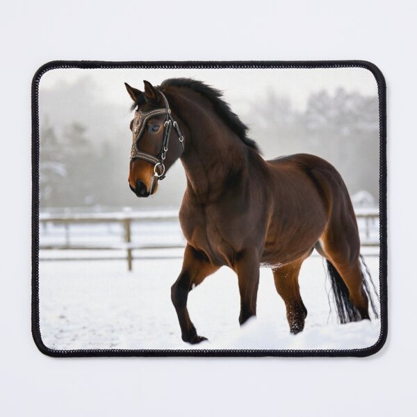 Item preview, Ornate Bridle Horse in Snowy Paddock designed and sold by IntelliMindDesigns.