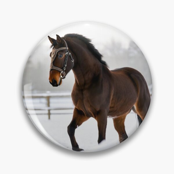 Item preview, Ornate Bridle Horse in Snowy Paddock designed and sold by IntelliMindDesigns.