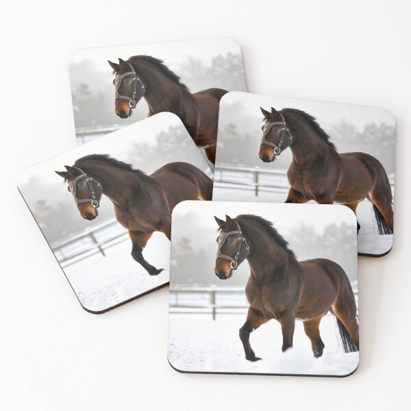 Item preview, Ornate Bridle Horse in Snowy Paddock designed and sold by IntelliMindDesigns.
