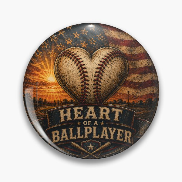 Item preview, Heart of a Ballplayer – Patriotic Baseball Heart Art designed and sold by RajkaLunari.