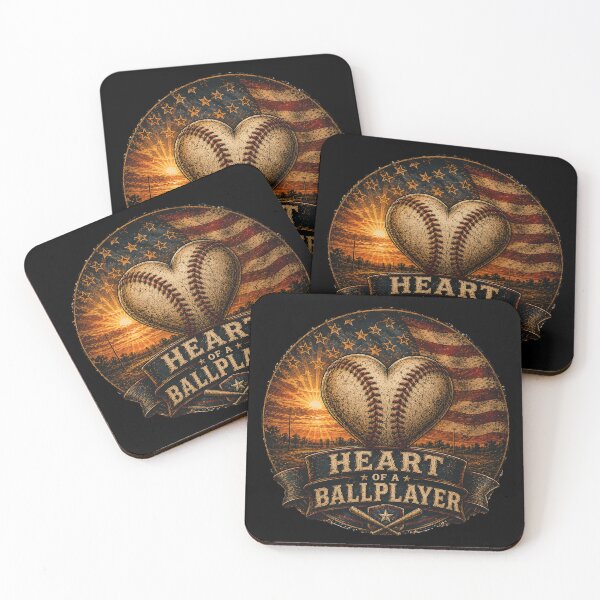 Item preview, Heart of a Ballplayer – Patriotic Baseball Heart Art designed and sold by RajkaLunari.
