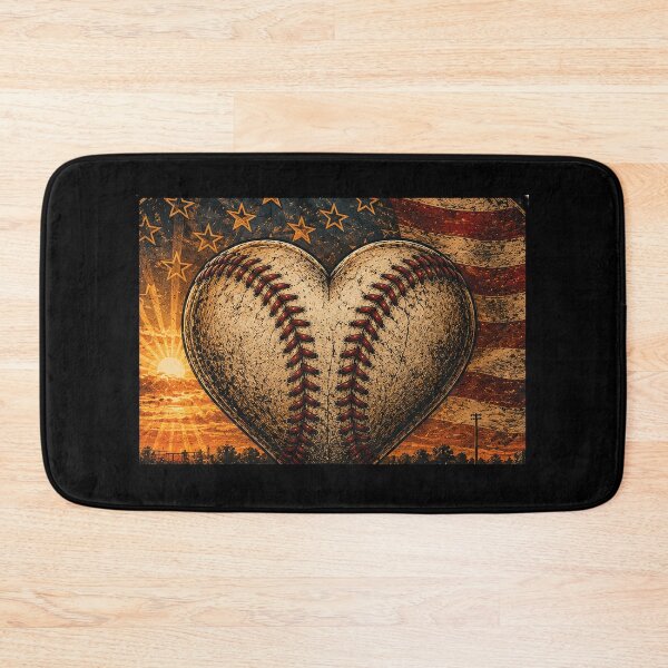 Item preview, Heart of a Ballplayer – Patriotic Baseball Heart Art designed and sold by RajkaLunari.