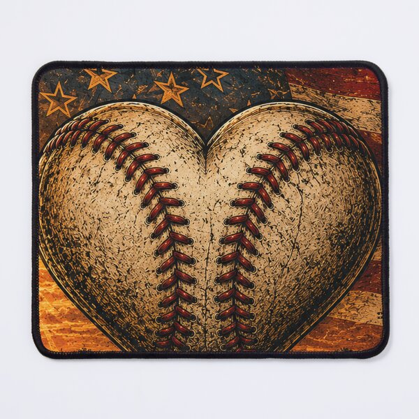 Item preview, Heart of a Ballplayer – Patriotic Baseball Heart Art designed and sold by RajkaLunari.