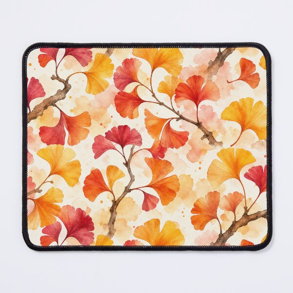 Item preview, Autumn Ginkgo Watercolor Seamless Pattern – Crimson & Gold Botanical Repeat designed and sold by Jandedan.