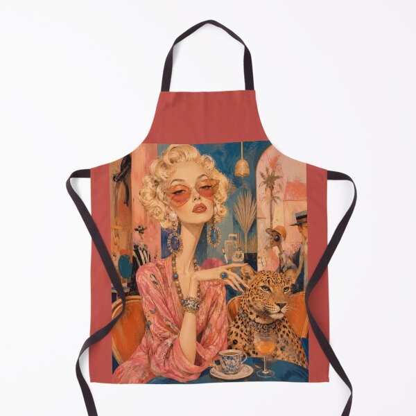 Item preview, Retro Diva at the Café with Leopard Print - 1950s Glamour, Modern Art, Elegance designed and sold by Natalia-Vlad.