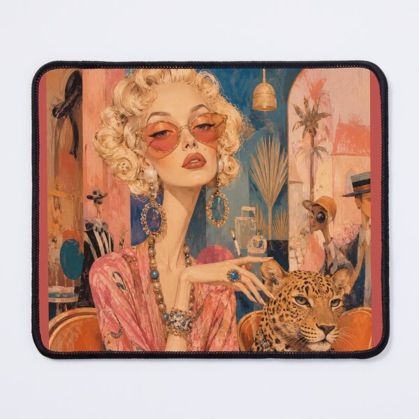 Item preview, Retro Diva at the Café with Leopard Print - 1950s Glamour, Modern Art, Elegance designed and sold by Natalia-Vlad.