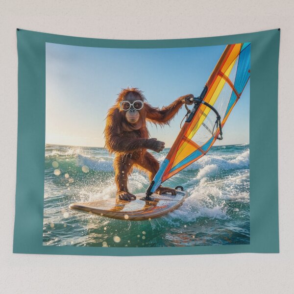 Item preview, Windsurfin' Orangutan designed and sold by Tridentulus.