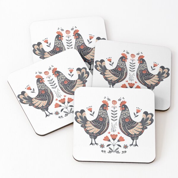 Item preview, Scandinavian Folk Art, Floral Chicken designed and sold by xiao xuans.