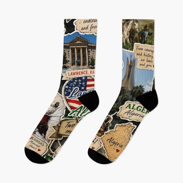 Item preview, Lawrence Kansas & Algeria Friendship Sticker Collage | Different Roots One Heart | Cultural Unity Art designed and sold by NorthernDk_art .