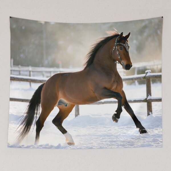 Item preview, Rearing Horse in Snow with Ornate Bridle designed and sold by IntelliMindDesigns.