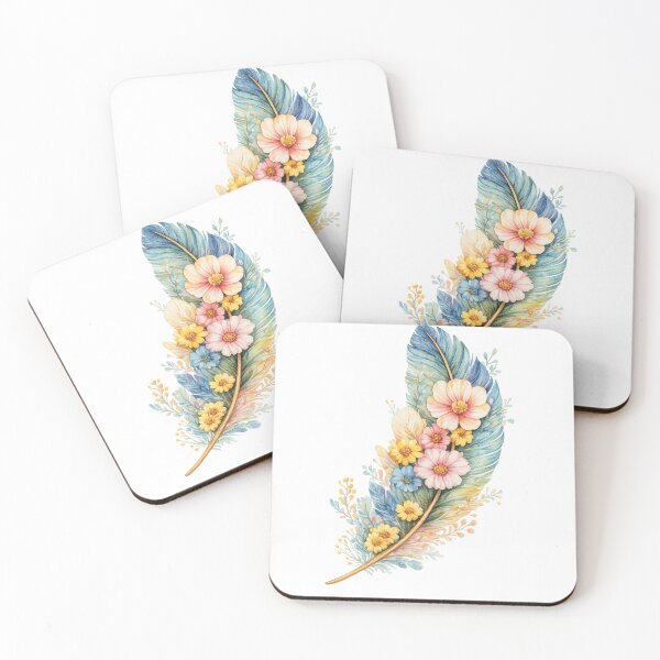 Item preview, Pastel Feather Floral Watercolor designed and sold by myJPEG.