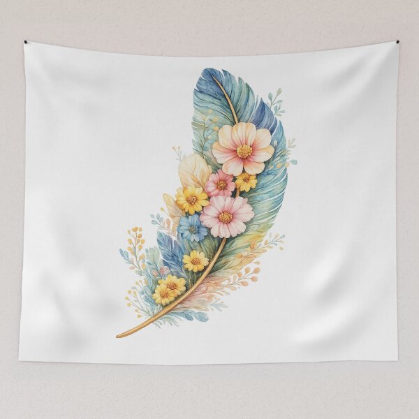 Item preview, Pastel Feather Floral Watercolor designed and sold by myJPEG.