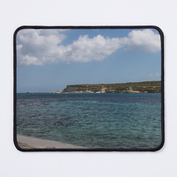 Item preview, Turquoise Sea and Sandy Beach With Cloudy Sky Over a Quiet Coastal Promenade designed and sold by Nmallia.