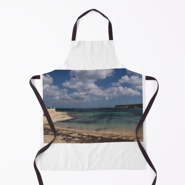 Item preview, Turquoise Sea and Sandy Beach With Cloudy Sky Over a Quiet Coastal Promenade designed and sold by Nmallia.