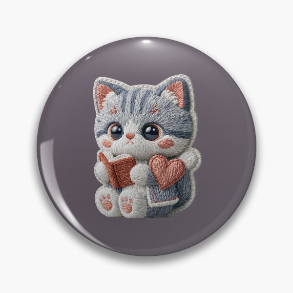 Item preview, Book Lover Cat Embroidery designed and sold by MegaNovaArt.