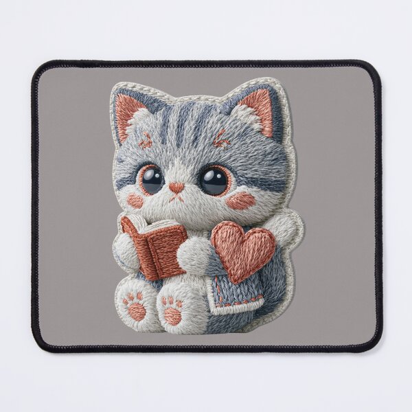 Item preview, Book Lover Cat Embroidery designed and sold by MegaNovaArt.