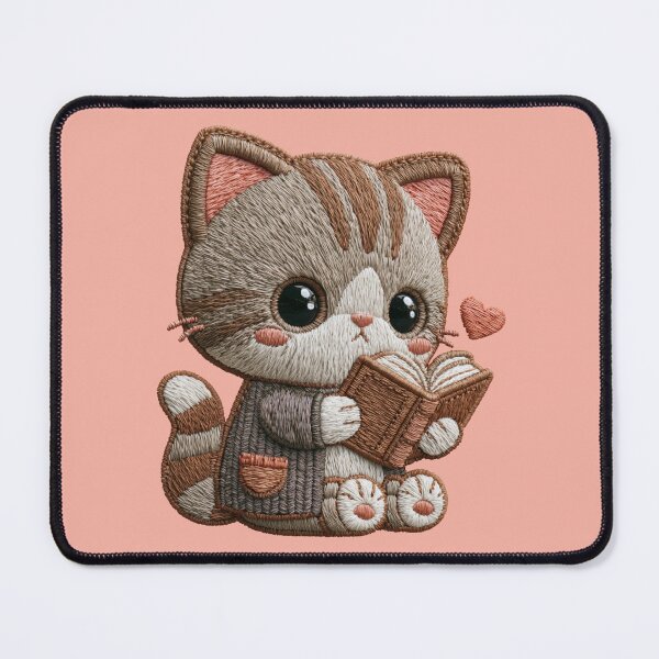 Item preview, Cozy Reading Kitten Embroidery designed and sold by MegaNovaArt.