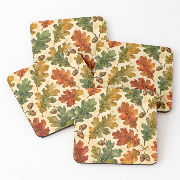 Item preview, Oak Leaves Watercolor Seamless Pattern – Earthy Botanical Repeat Design designed and sold by Jandedan.
