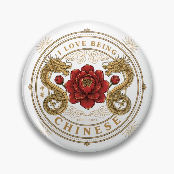 Item preview, I Love Being Chinese – Golden Dragon and Peony Chinese Heritage Emblem designed and sold by ArcticFoxStudio.