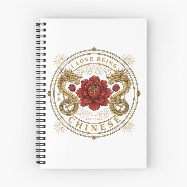 Item preview, I Love Being Chinese – Golden Dragon and Peony Chinese Heritage Emblem designed and sold by ArcticFoxStudio.