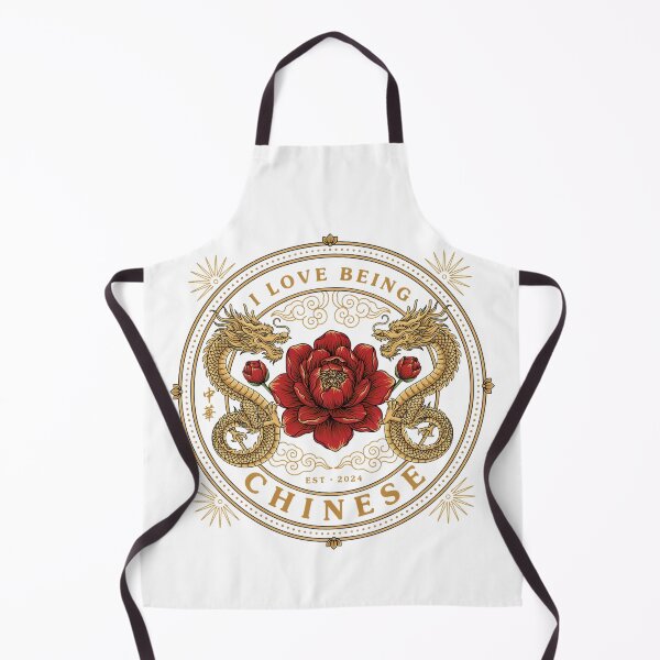 Item preview, I Love Being Chinese – Golden Dragon and Peony Chinese Heritage Emblem designed and sold by ArcticFoxStudio.