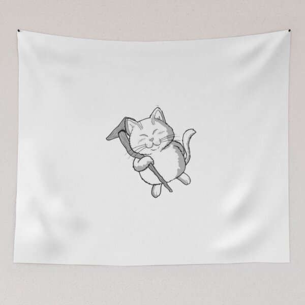 Item preview, Wise white martial arts master cat holding a staff designed and sold by Deviantfant.
