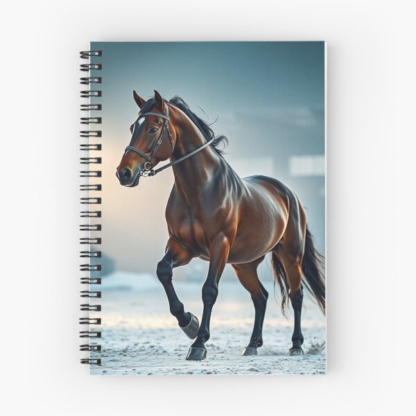 Item preview, Elegant Horse Prancing in Snowy Arena designed and sold by IntelliMindDesigns.