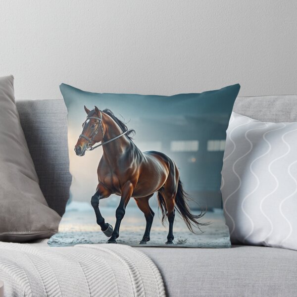 Item preview, Elegant Horse Prancing in Snowy Arena designed and sold by IntelliMindDesigns.