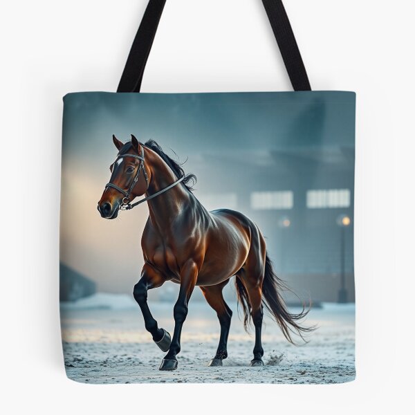 Item preview, Elegant Horse Prancing in Snowy Arena designed and sold by IntelliMindDesigns.