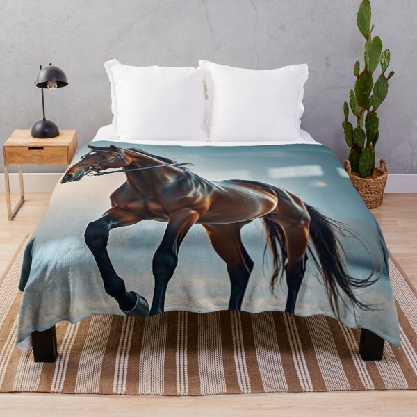 Item preview, Elegant Horse Prancing in Snowy Arena designed and sold by IntelliMindDesigns.