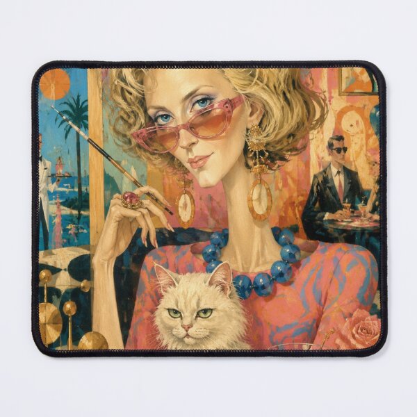 Item preview, Madame Chic at the White Cat - French Riviera, Art Deco, Retro Glamour, Martini designed and sold by Natalia-Vlad.