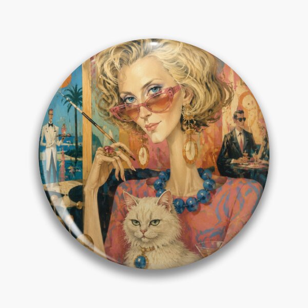 Item preview, Madame Chic at the White Cat - French Riviera, Art Deco, Retro Glamour, Martini designed and sold by Natalia-Vlad.
