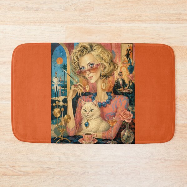 Item preview, Madame Chic at the White Cat - French Riviera, Art Deco, Retro Glamour, Martini designed and sold by Natalia-Vlad.