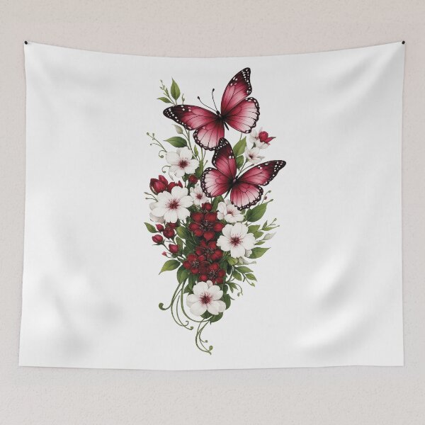 Item preview, Crimson Butterflies and Blossom Bouquet designed and sold by myJPEG.