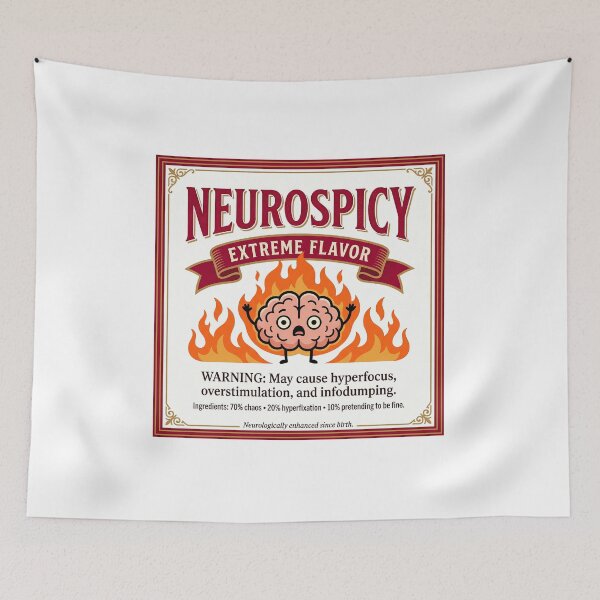 Item preview, Neurospicy Gift: Extreme Flavor Warning Label — ADHD Autism Humor designed and sold by Osmose-Studio ⭐⭐⭐⭐⭐.