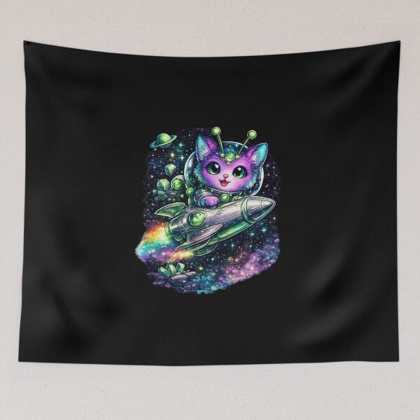 Item preview, Cute Alien Cat Rocket Adventure in Cosmic Galaxy designed and sold by TheZyro.