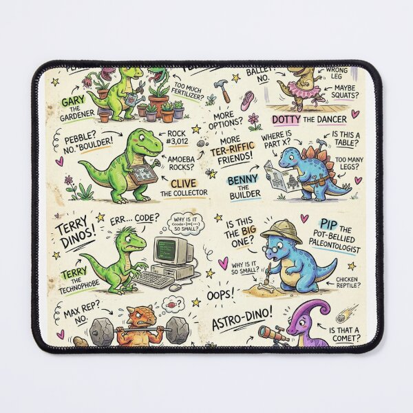 Item preview, Cute Funny Dinosaur Doodle Characters designed and sold by Khatumeye.