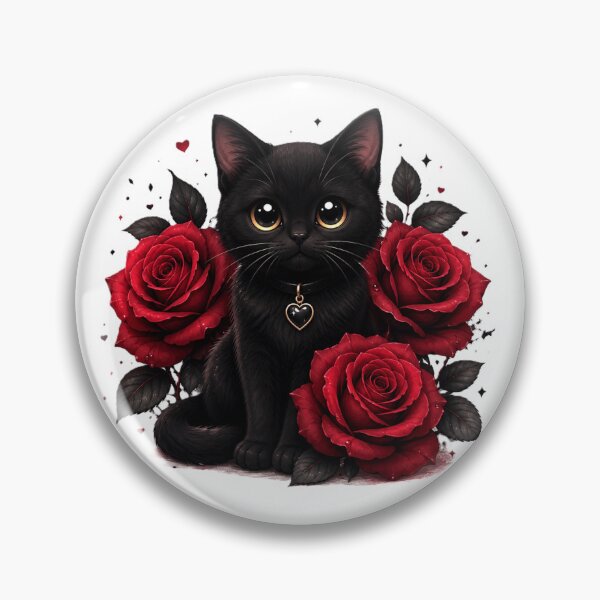 Item preview, Black Cat & Red Roses | Gothic Floral Cat | Romantic Cute Feline Design designed and sold by AstraDrip Studio.