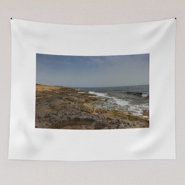 Item preview, Crashing Ocean Waves Over Rocky Shoreline With White Foam Splash And Textured Rocks designed and sold by Nmallia.