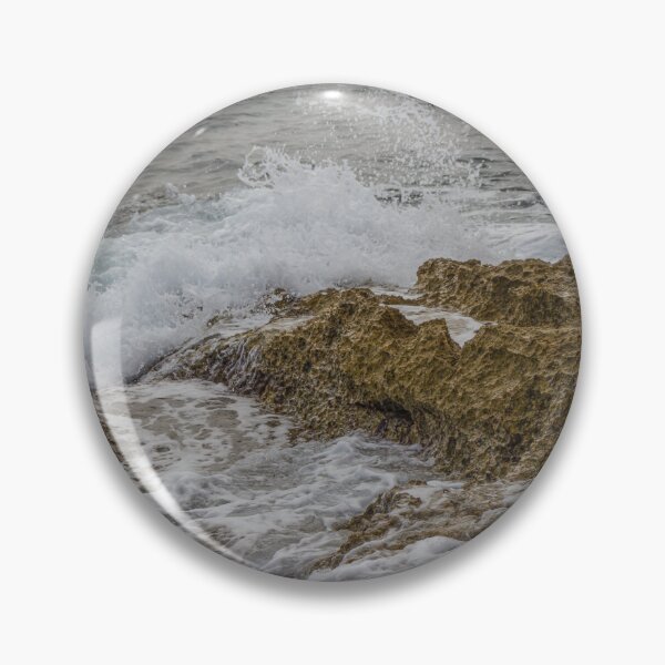 Item preview, Crashing Ocean Waves Over Rocky Shoreline With White Foam Splash And Textured Rocks designed and sold by Nmallia.