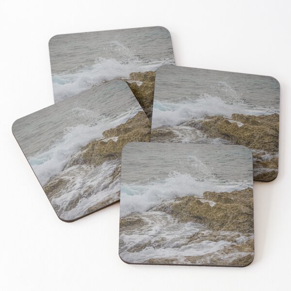 Item preview, Crashing Ocean Waves Over Rocky Shoreline With White Foam Splash And Textured Rocks designed and sold by Nmallia.