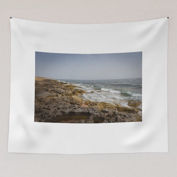 Item preview, Crashing Ocean Waves Over Rocky Shoreline With White Foam Splash And Textured Rocks designed and sold by Nmallia.