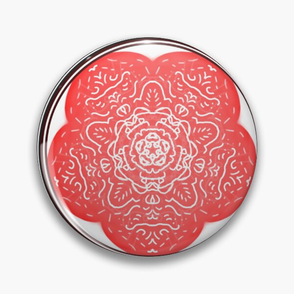Item preview, Red Floral Mandala Ornament on Dark Background with Symmetrical Decorative Pattern designed and sold by Jaime Pharr.